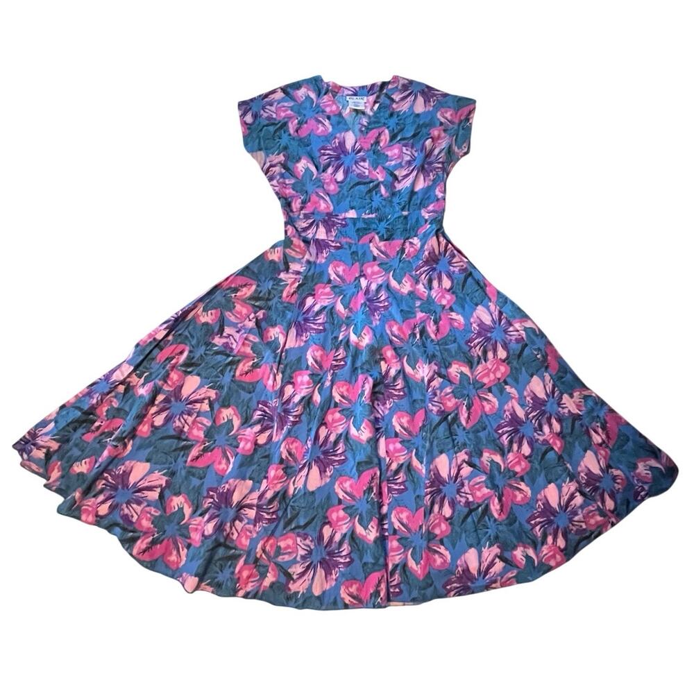 Vintage 80’s Blair Cotton Cap Sleeve Maxi Floral Blue Dress Prairie Cottage S/M
